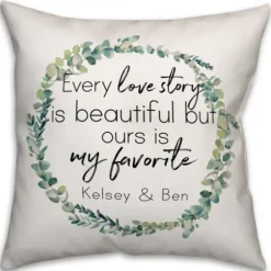 Pillows-Kirkland's Home Personalized Favorite Love Story Pillow White/Green
