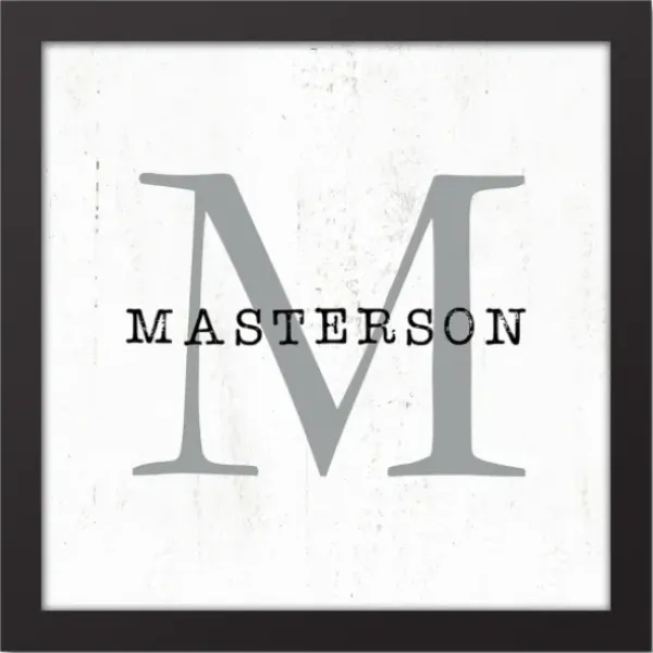 Monogram Wall Decor-Kirkland's Home Personalized Framed Monogram Canvas Wall Plaque White/Black