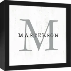 Monogram Wall Decor-Kirkland's Home Personalized Framed Monogram Canvas Wall Plaque White/Black