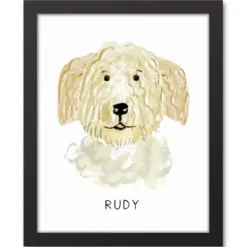 Wall Quotes & Signs-Kirkland's Home Personalized Golden Doodle Canvas Wall Plaque Tan/Yellow/White