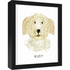 Wall Quotes & Signs-Kirkland's Home Personalized Golden Doodle Canvas Wall Plaque Tan/Yellow/White