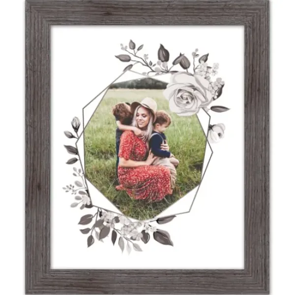 Wall Plaques-Kirkland's Home Personalized Gray Floral Framed Wall Plaque White/Gray