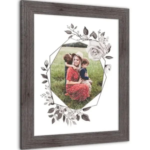 Wall Plaques-Kirkland's Home Personalized Gray Floral Framed Wall Plaque White/Gray