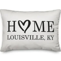 Pillows-Kirkland's Home Personalized Home Heart Location Pillow White/Black
