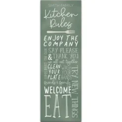 Wall Quotes & Signs-Kirkland's Home Personalized Kitchen Rules Canvas Wall Plaque White/Green