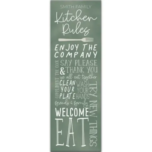 Wall Quotes & Signs-Kirkland's Home Personalized Kitchen Rules Canvas Wall Plaque White/Green