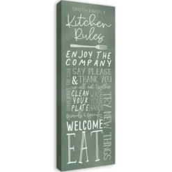 Wall Quotes & Signs-Kirkland's Home Personalized Kitchen Rules Canvas Wall Plaque White/Green