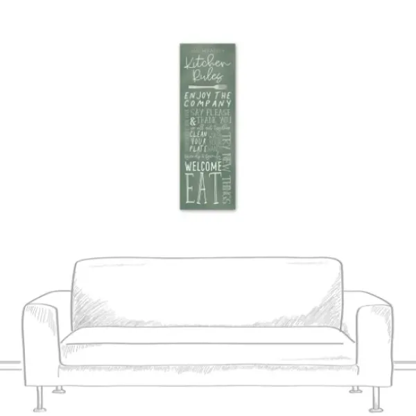 Wall Quotes & Signs-Kirkland's Home Personalized Kitchen Rules Canvas Wall Plaque White/Green