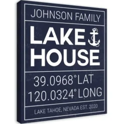 Wall Quotes & Signs-Kirkland's Home Personalized Lake House Canvas Wall Plaque Blue/White