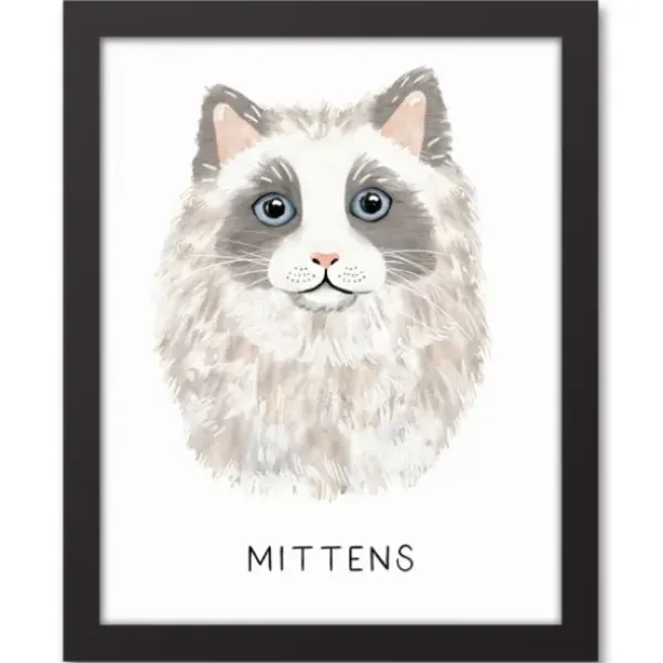 Wall Quotes & Signs-Kirkland's Home Personalized Long Hair Gray Cat Canvas Wall Plaque Gray/White