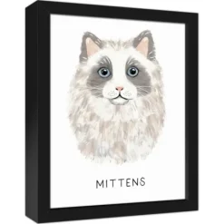 Wall Quotes & Signs-Kirkland's Home Personalized Long Hair Gray Cat Canvas Wall Plaque Gray/White