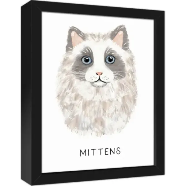 Wall Quotes & Signs-Kirkland's Home Personalized Long Hair Gray Cat Canvas Wall Plaque Gray/White