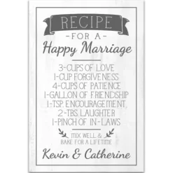 Wall Quotes & Signs-Kirkland's Home Personalized Marriage Recipe Canvas Wall Plaque White/Gray