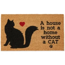 Doormats-Kirkland's Home Personalized Monochrome Tile Coir Doormat Tan/Black/White