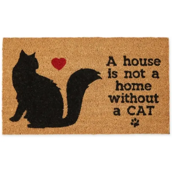 Doormats-Kirkland's Home Personalized Monochrome Tile Coir Doormat Tan/Black/White