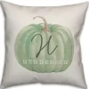 Pillows-Kirkland's Home Personalized Sage Pumpkin Harvest Outdoor Pillow White/Green