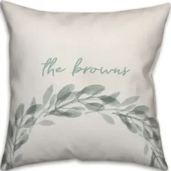 Pillows-Kirkland's Home Personalized Seafoam Wreath Pillow Green/White