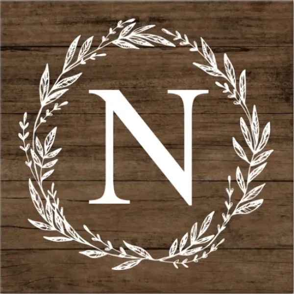 Monogram Wall Decor-Kirkland's Home Personalized Shiplap Wreath Canvas Wall Plaque Brown/White