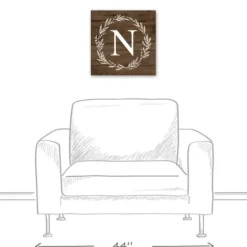 Monogram Wall Decor-Kirkland's Home Personalized Shiplap Wreath Canvas Wall Plaque Brown/White