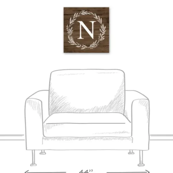Monogram Wall Decor-Kirkland's Home Personalized Shiplap Wreath Canvas Wall Plaque Brown/White