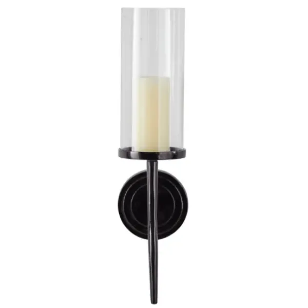 Sconces-Kirkland's Home Pierre Polished Stem Sconce Black