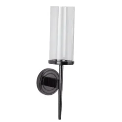 Sconces-Kirkland's Home Pierre Polished Stem Sconce Black