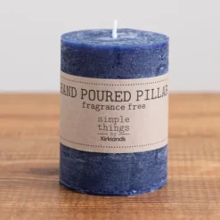 Candles-Kirkland's Home Pillar Unscented Candle, 4 In. Blue