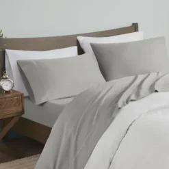 Bed Sheets-Kirkland's Home Pima Cotton Sateen 4-Pc. King Sheet Set Gray