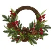 Wreaths-Kirkland's Home Pine And Cedar Christmas Wreath Green/Brown/Red