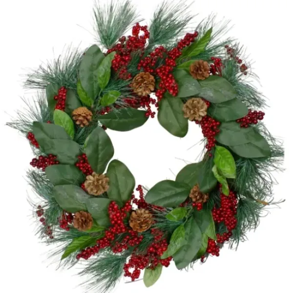 Wreaths-Kirkland's Home Pine Needles And Berries Wreath Green/Red