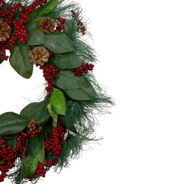 Wreaths-Kirkland's Home Pine Needles And Berries Wreath Green/Red