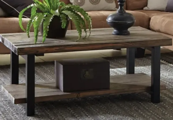Coffee Tables-Kirkland's Home Pine Wood And Metal Coffee Table Brown