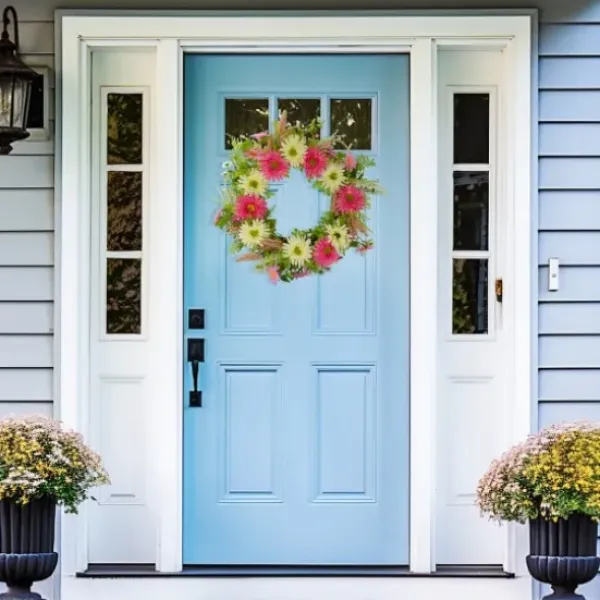 Wreaths-Kirkland's Home Pink And White Chrysanthemum And Berry Wreath Pink/White/Green