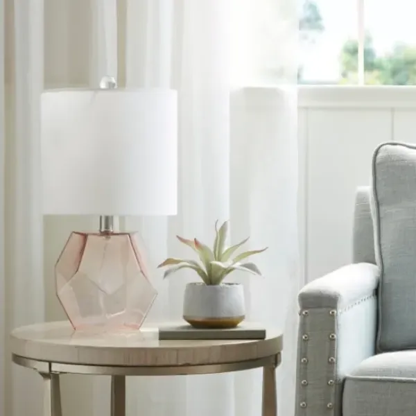 Table Lamps-Kirkland's Home Pink Glass Stella Table Lamp White