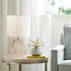 Table Lamps-Kirkland's Home Pink Glass Stella Table Lamp White