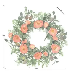 Wreaths-Kirkland's Home Pink Poppy And Pod Wreath Pink/Green