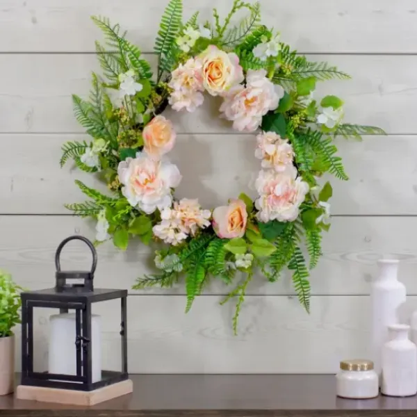 Wreaths-Kirkland's Home Pink Roses, Hydrangeas, And Peonies Wreath Pink/Green