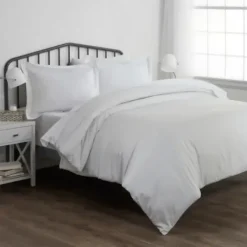 Duvets-Kirkland's Home Pinstripe 3-Pc. Queen Duvet Cover Set White/Gray