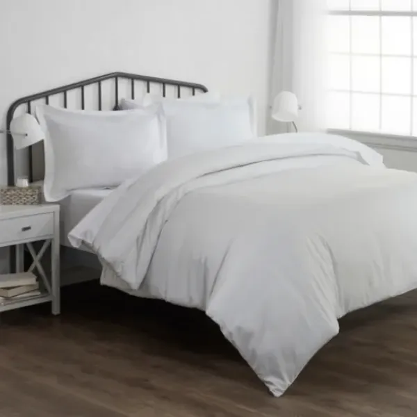 Duvets-Kirkland's Home Pinstripe 3-Pc. Queen Duvet Cover Set White/Gray