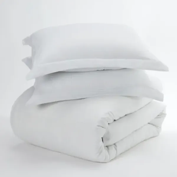 Duvets-Kirkland's Home Pinstripe 3-Pc. Queen Duvet Cover Set White/Gray
