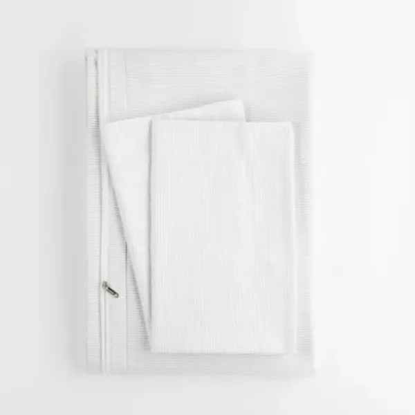 Duvets-Kirkland's Home Pinstripe 3-Pc. Queen Duvet Cover Set White/Gray