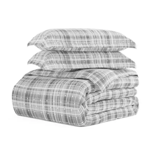 Duvets-Kirkland's Home Plaid Polka Dot 2-Pc. Twin Duvet Cover Set Gray