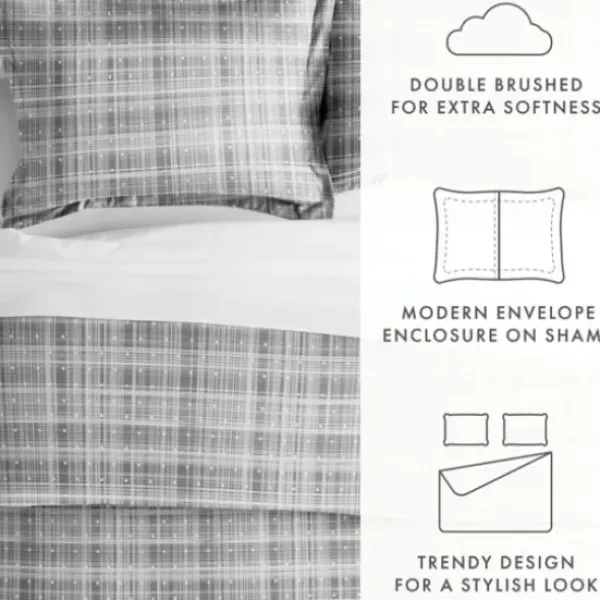 Duvets-Kirkland's Home Plaid Polka Dot 2-Pc. Twin Duvet Cover Set Gray