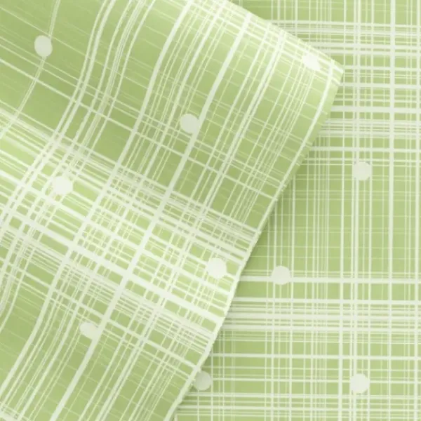 Bed Sheets-Kirkland's Home Plaid Polka Dot 3-Pc. Twin Sheet Set Green