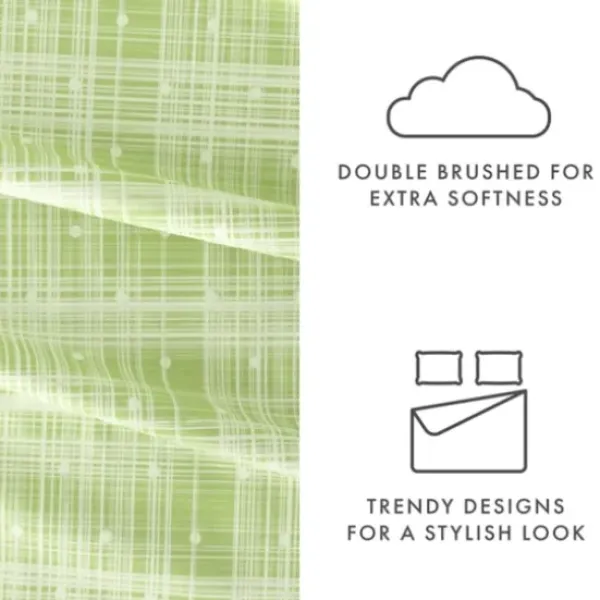 Bed Sheets-Kirkland's Home Plaid Polka Dot 3-Pc. Twin Sheet Set Green