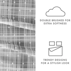 Bed Sheets-Kirkland's Home Plaid Polka Dot 3-Pc. Twin Sheet Set Gray
