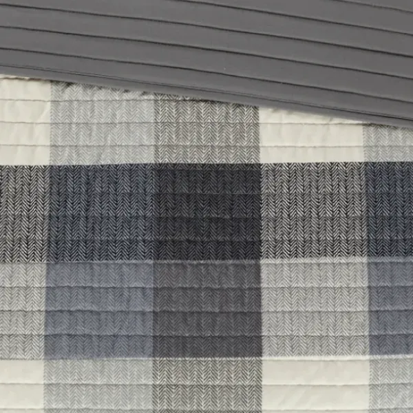 Bedspreads & Coverlets-Kirkland's Home Plaid Reversible 6-Pc. Full/Queen Coverlet Set Gray/White