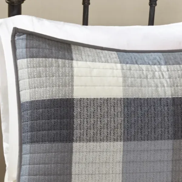 Bedspreads & Coverlets-Kirkland's Home Plaid Reversible 6-Pc. Full/Queen Coverlet Set Gray/White