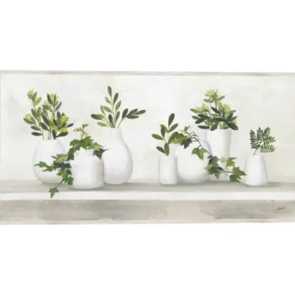 Framed Art-Kirkland's Home Plant Shelf Life Framed Canvas Art Print White/Ivory/Green