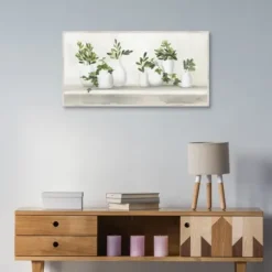 Framed Art-Kirkland's Home Plant Shelf Life Framed Canvas Art Print White/Ivory/Green
